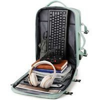 Beige Large Capacity Nylon Tote Handbag with USB Charging Port & Organiser Compartments | Wowcher