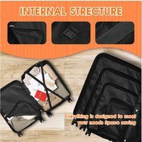 4-Piece Durable ABS Hard Shell Black Suitcase Set - Lightweight