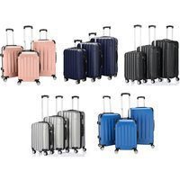 3 Piece Multifunctional ABS Hard Shell Large Capacity Suitcase Set | Wowcher